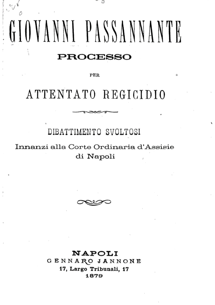 Processo per attentato regicidio . Contenuti non tutelati da DRM (Digital Rights Management)