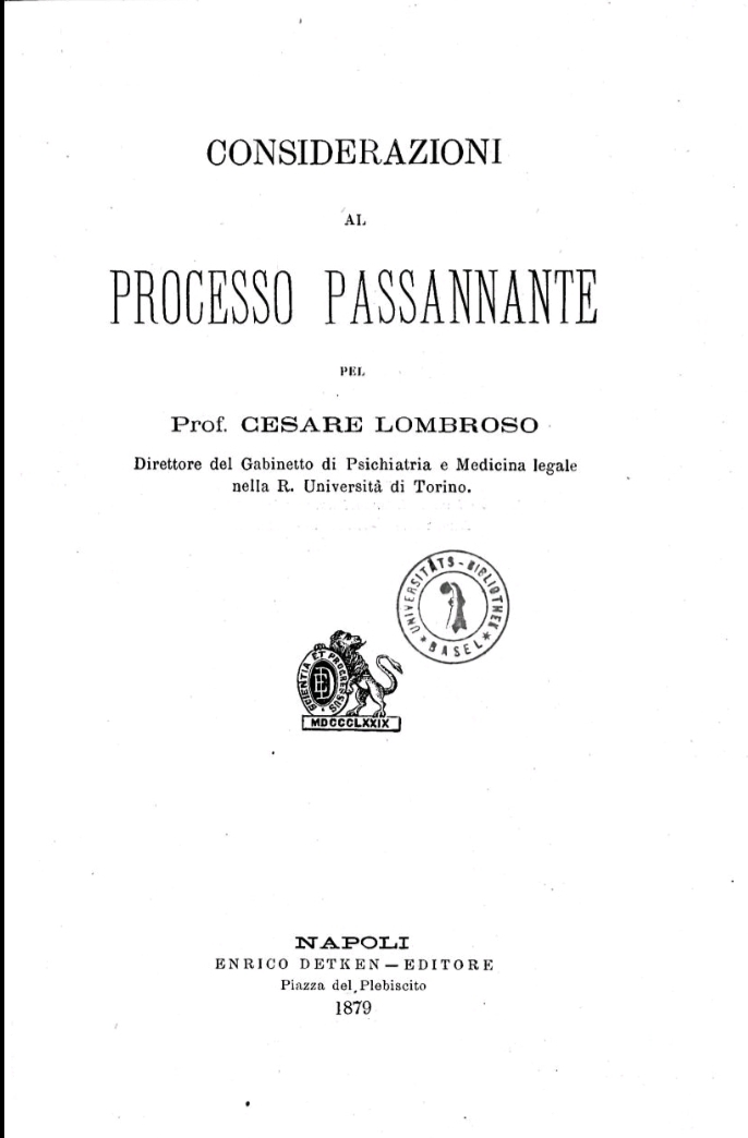 Considerazioni al processo Passante. Cesare Lombroso 
